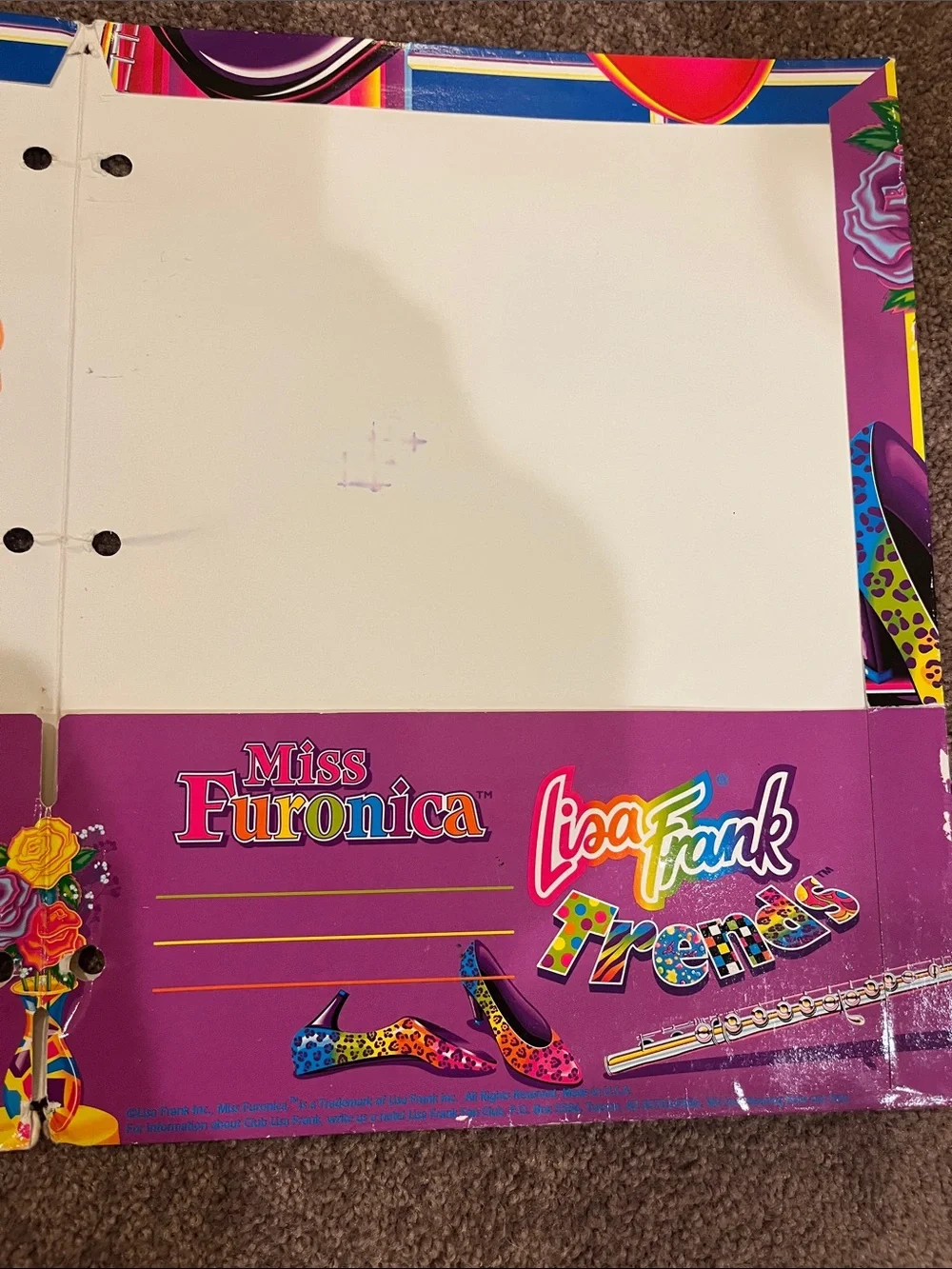 Lisa Frank Miss Furonica Colorful Blue Cat vintage folder